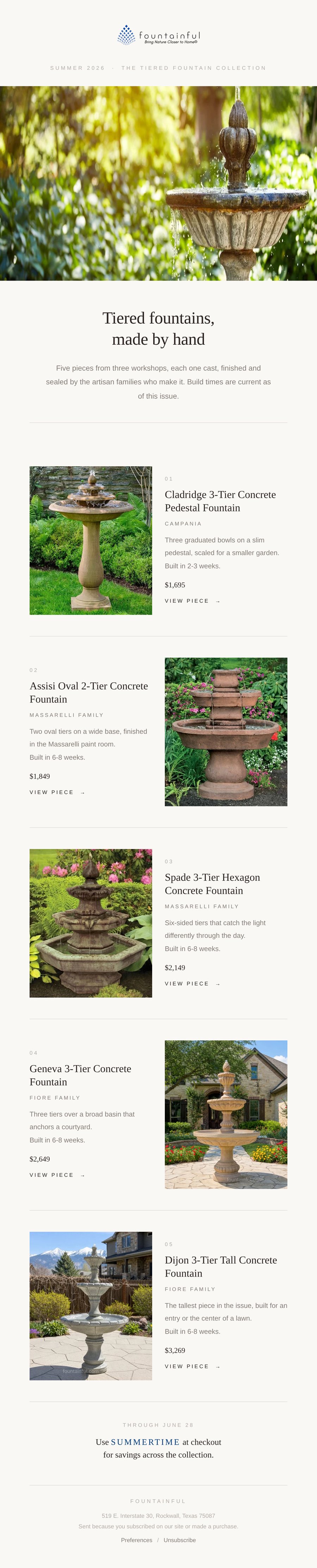 The Collection newsletter template, full length